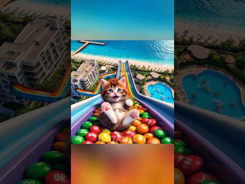 Kitten sliding on Skittles! #cats #cutecat #funny #catlovers