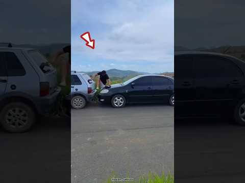 The car stuck with the craze was pulled out #shortsvideo
