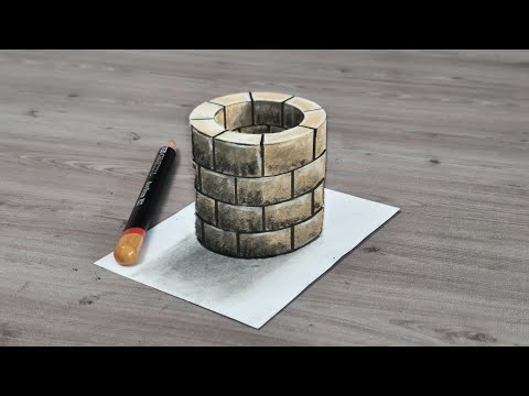 3d drawing well on paper for beginner