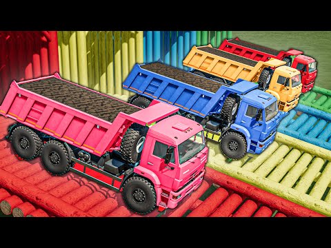 Trucks With COLORS - MUD SHOW with Front Loader - Farming Simulator 22