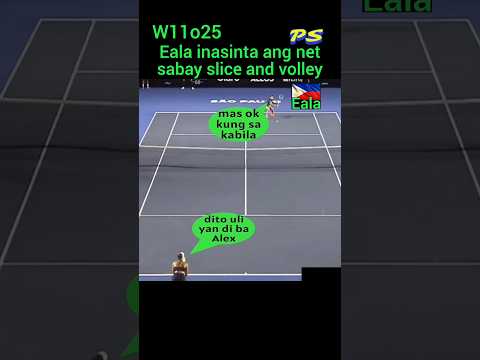 Alex Eala inasinta ang net, sabay slice and volley.
