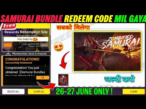 FREE FIRE REDEEM CODE TODAY 27 JUNE REDEEM CODE FREE FIRE | FF REDEEM CODE TODAY 27 JUNE