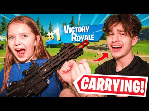 H1ghSKy1 Carrying LITTLE SISTER To a FORTNITE WIN!!! (again)