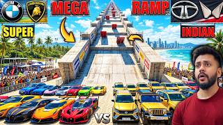 GTA 5: MODIFIED INDIAN CARS🔥VS SUPER CARS 🚀HARDEST MEGA RAMP DRAG RACE|GTA 5 ABHISHEKKZ GAMING