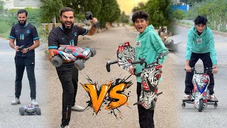 Racing challenge of RC truck and Vampire YT drifting bike 😳 Who will win ?