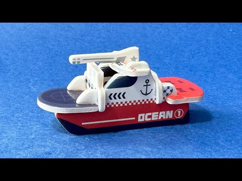 DIY Cardboard 3D Puzzle Combat Boat with Cannon