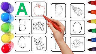 Alphabet, ABC song, ABCD, A to Z, Kids rhymes, collection for writing along dotted lines for toddler