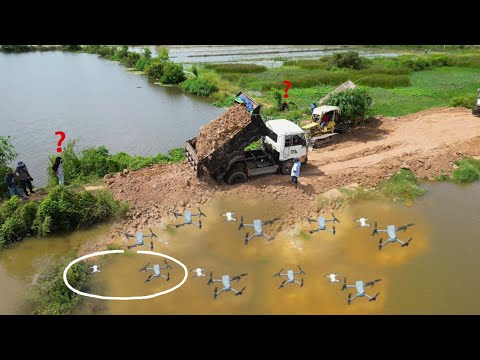 Komatsu D20P Bulldozer Powers Through Land Pond Fill Project! Rebuild Old Road