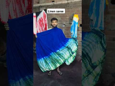 Tie dye blue colour saree linen saree manufacturer price 550+$ 6203895264 whtsp #sareedraping #saree