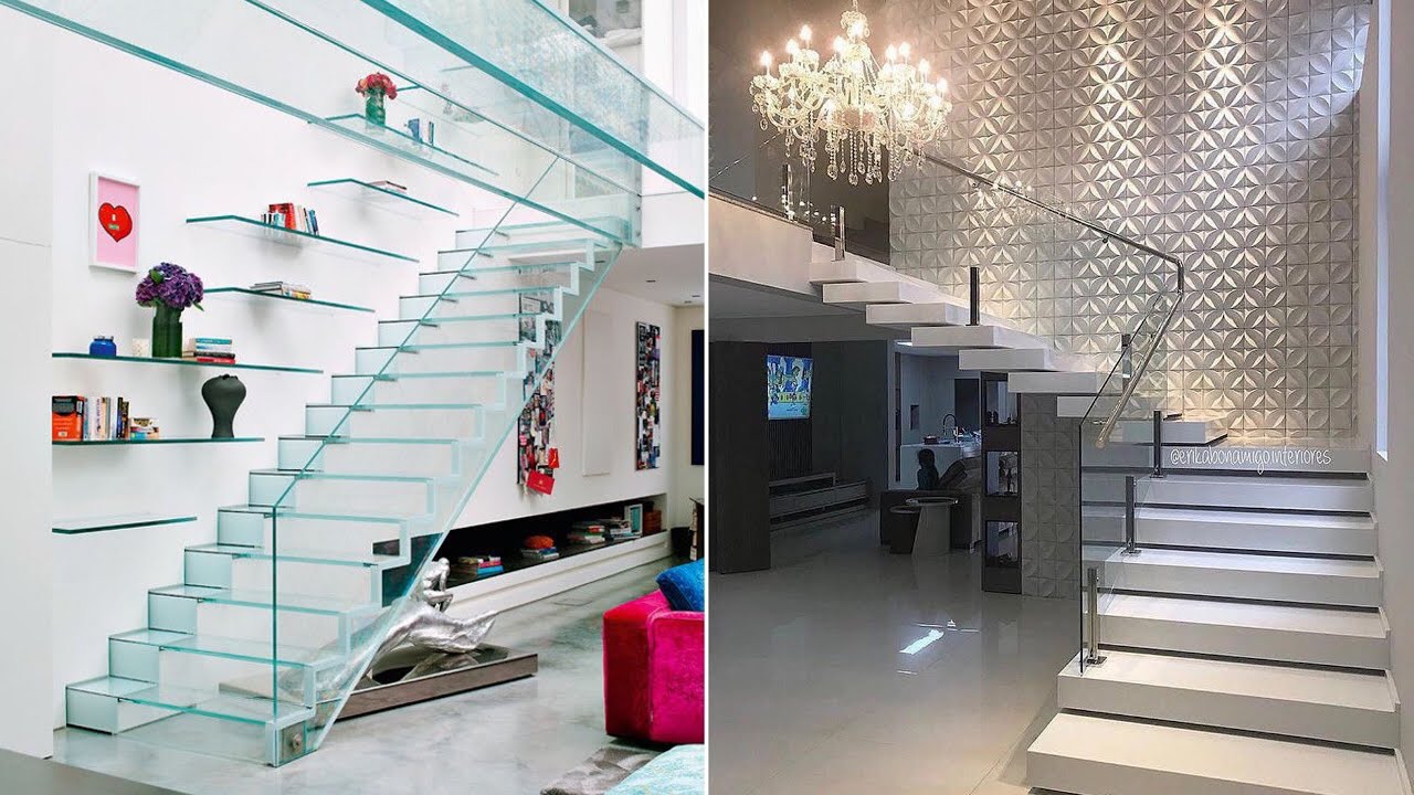 Beautiful Glass Staircase Interior Design Ideas￼