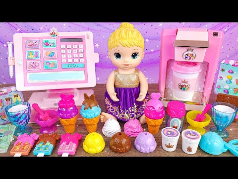 Satisfying with Unboxing Cute Pink Disney Princess Kitchen Set, Ice Cream, Cash Register Toys ASMR