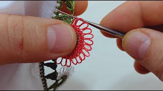 Mekik görünümü iğne oyası zarifliğinde çeyizlik tığ oyası