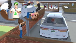 Bad Yuta throws the ball at the car window. | Sad Story | Sakura School Simulator