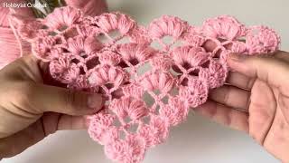 VERY BEAUTİFUL 💯 Easy Crochet Triangle Shawl Pattern #crochetshawl #crochet #crochetshawls
