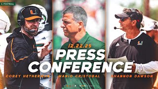 Miami Hurricanes Football | Weekly Media Availability | 3:00 PM | 12.22.25