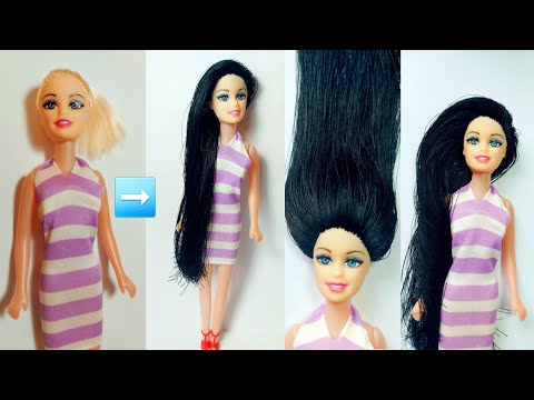 DIY Barbie Hair's Rerooting/Barbie Doll's hairs from Silk Thread/Doll's Hack