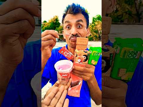 yummy 😋 Sundae spin chocolate 🍦aur Chocobar icecream 🍨#50=50#parle_g#kitkat#patanjali#shortfeed