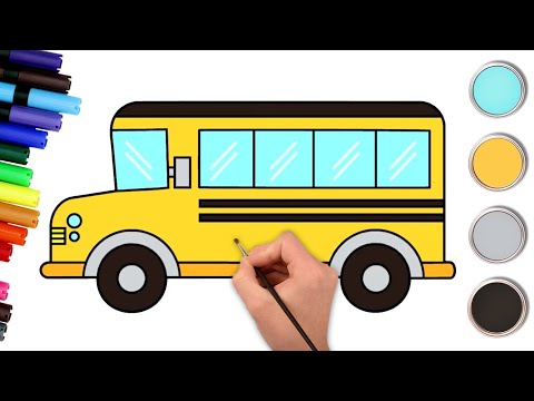 How To Draw A School Bus🚌 | Easy Drawings For Kids | Chiki Art | Hooplakids How To