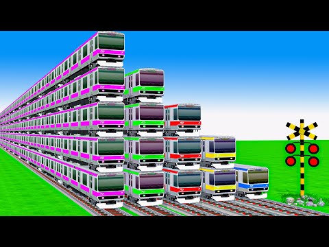 【踏切アニメ】複雑な電車 3 Trains Climbing Pynamid🚍 Fumikiri 3D Railroad Crossing Animation #1million