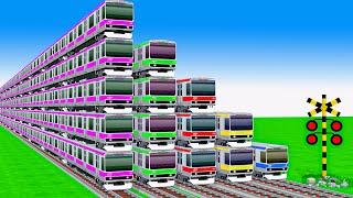 【踏切アニメ】複雑な電車 3 Trains Climbing Pynamid🚍 Fumikiri 3D Railroad Crossing Animation #1million