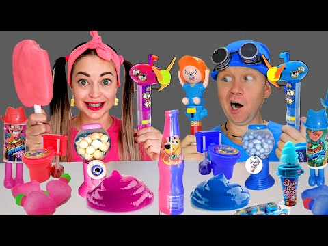 ASMR ICE CREAM PINK BLUE PARTY 다양한 블루 핑크 아이스크림 젤리 DESSERTS JELLY CANDY MUKBANG EATING SOUNDS #PelMen