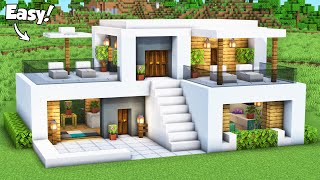Minecraft: How to Build a Small Modern House Tutorial (Easy) #73 - Interior in Description!