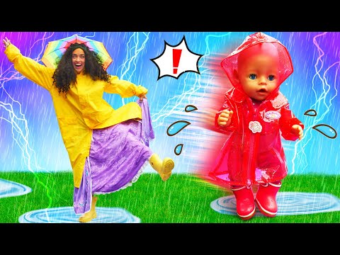 Die Lustigen Prinzessinnen. Puppen Video - Prinzessin und Baby Born haben Angst vor dem Gewitter