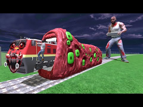 Tiny Colourfull Train Eater VS Franklin - INDIAN BIKES DRIVING 3D