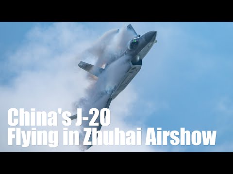 J-20 flying in Zhuhai Air Show