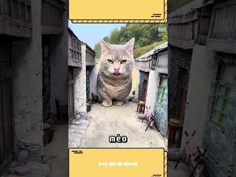 Chú Mèo 😺 của tôi đứng giữa mô hình ngôi làng #thucung #mohinh #chomeo