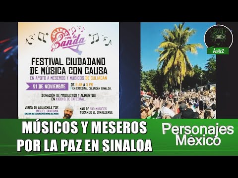 Bandas musicales y meseros hacen evento por la paz en Culiacán, Sinaloa