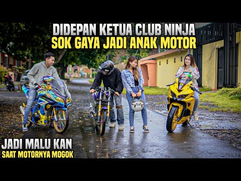KETUA CLUB MOTOR & ISTRINYA DIBULLY PASANGAN SOK GAYA NAIK NINJA 2TAK MODIFIKASI!! Tapi malu sendiri