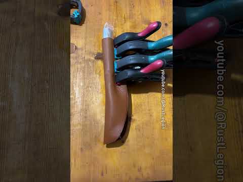 Making leather sheath with wood core