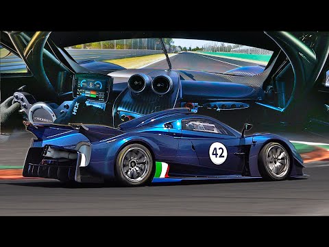 320kph onboard the Pagani Huayra R FLAT-OUT at Monza circuit feat. SCREAMING 9,000rpm V12 Sound!