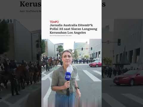 Jurnalis Australia Ditemb*k Polisi AS saat Siaran Langsung Kerusuhan Los Angeles #shorts
