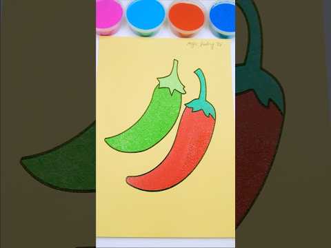 Sand painting red and green chili #satisfying #relaxing #sandart #short #ytshort #chili #trending
