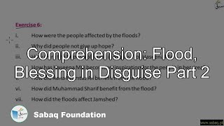 Comprehension: Flood, Blessing in Disguise Part 2
