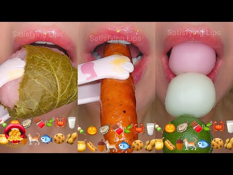 Emoji Food Challenge ASMR Satisfying DANGO MOCHI SEAFOOD Mukbang 먹방