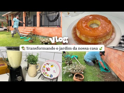 VLOG DO FIND 🌿TRANSFORMANDO O JARDIM DA CASA 🏠 pudim de coco no fogão e mais