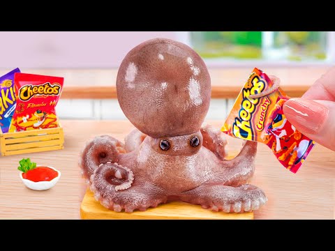 Tasty Cheetos Fried Baby Octopus Corn Dog Recipe - ASMR Mini Cooking by Mini Yummy