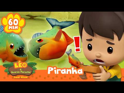 CUIDADO COM A PIRAÑA ASSUSTADORA, ELA MORDE! | Leo, O Guarda Florestal | Animação
