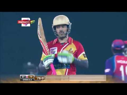 Akhil Akkineni Hitting 3 Sixes In 3 Balls | Telugu Warriors VS Bengal Tigers | CCL T10 Blast 2017