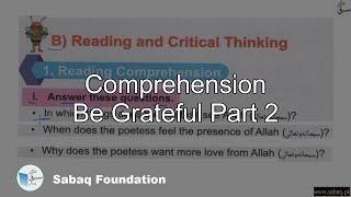 Comprehension Be Grateful Part 2