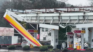 Canopy over Atascadero gas station pumps collapses