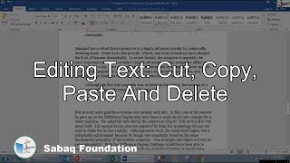 Editing Text: Cut, Copy, Paste And Delete