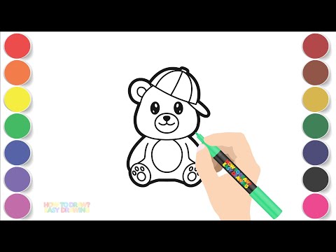 How to Draw a Cute Teddy Bear with Cap | Easy Drawing for Kids