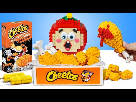 Lego MUKBANG  CHEETOS Adventure with Fried Chicken, Burgers, Pizza