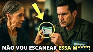 Eles escanearam a identidade dela e riram — e então congelaram quando o emblema apareceu na tela
