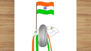 Independence Day Drawing Easy Steps | How To Draw 15 August Drawing Easy Steps | Girl Drawing | Art