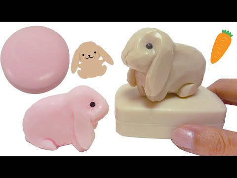 LOP RABBIT 🥕 SOAP CARVING / How to carve a cute lop-eared rabbit out of soap!  DIY soap craft